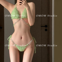 OMOM 小清新綠色鏈條性感BIKINI泳衣 YGE2355