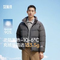 Semir 森馬 輕松羽絨羽絨服男2024冬季三防外套厚款立領面包服109724113102 深灰20902 M