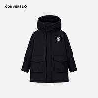 CONVERSE 匡威 冬季連帽加厚加絨羽絨服 219g充絨 正黑色