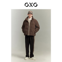 GXG 男裝 冬季保暖立領(lǐng)棉衣男短款棉服夾克外套 咖色 175/L