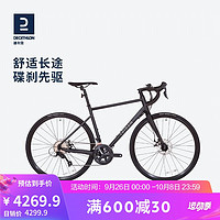 DECATHLON 迪卡儂 鋁架公路彎把賽車禧瑪諾RC500碟剎公路車自行車RC黑色S-2966495