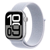 Apple 蘋果 Watch Series 10 GPS款 智能手表 42mm 銀色鋁金屬表殼 青云色回環(huán)式運(yùn)動表帶