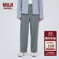 MUJI 無印良品 女式 彈力起毛 抽褶褲 休閑西褲長褲子春秋款 BE1P0C3A 灰色