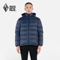 BLACKICE 黑冰 24新款休閑保暖連帽鴨絨羽絨服可脫卸帽男款羽絨外套 啞藍 XXXL