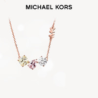 MICHAEL KORS 邁克·科爾斯 三生石璀璨亮眼925銀項鏈鎖骨鏈輕奢 粉色 MKC1543A2791