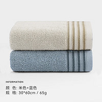 SANLI 三利 毛巾純棉吸水新疆棉洗臉毛巾 米色+藍(lán)色（6.45元/條）