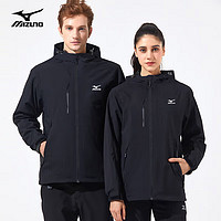 20點(diǎn)！Mizuno 美津濃 戶(hù)外夾克男女防風(fēng)外套登山服 黑色 A2CC2629-8