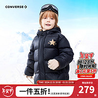 CONVERSE 匡威 兒童裝男童女童短款連帽保暖羽絨服冬季新款外套 黑色 150