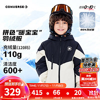 CONVERSE 匡威 男童2024冬季兒童裝中大童防風(fēng)保暖滑雪服加厚外套棉服 正黑色 160/80