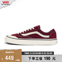 VANS 范斯 Style 136 VR3復(fù)古酒紅男鞋女鞋輕便沖浪支線板鞋 紫紅色 34.5