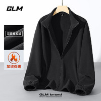 GLM 雙面搖粒絨外套 冬款加絨加厚 休閑立領(lǐng)夾克#黑