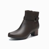 Clarks 其樂(lè) 粗高跟搭扣英倫風(fēng)皮靴 261461154A
