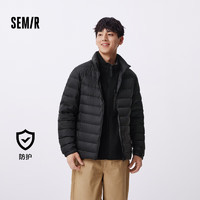 Semir 森馬 羽絨服男2024冬季三防輕薄短款外套保暖立領(lǐng)上衣純色109724113105 黑色90001 L