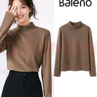 Baleno 班尼路 半高領(lǐng)德絨打底衫女2024年冬季舒適親膚雙面磨毛保暖長袖內(nèi)搭上衣