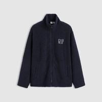 Gap 蓋璞 男女裝2024秋季新款字母logo加絨立領衛(wèi)衣保暖休閑風外套 海軍藍 180/100A(XL)亞洲尺碼