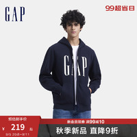 Gap 蓋璞 男女裝2024秋季新款印花字母logo抓絨連帽衛(wèi)衣休閑660128外套 海軍藍 170/92A(M) 亞洲尺碼