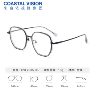 essilor 依視路 鉆晶耐磨抗劃痕膜巖1.6折射率*2片+贈鈦金屬品牌鏡框（0-600度）