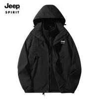 JEEP SPIRIT 吉普 沖鋒外套冬季情侶款三合一兩件套抓絨內(nèi)膽保暖防寒服855 1818 XL