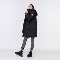 波司登 時(shí)尚運(yùn)動(dòng)羽絨服女冬季中長(zhǎng)款可脫卸帽保暖防風(fēng)外套B00143064E 黑色8056 155/80A