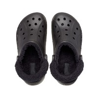 crocs 秋冬新品休閑鞋秋冬洞洞鞋貝雅暖絨暖棉|206633 黑/黑套裝