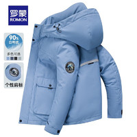 羅蒙 短款連帽羽絨服 90羽絨 男款 藏青色 2XL