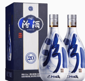 88VIP！汾酒 青花20 53%vol 清香型白酒 500ml*2瓶