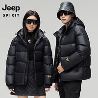 JEEP SPIRIT 吉普 男女同款白鴨絨黑金羽絨服
