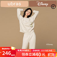 Ubras 23年迪士尼聯(lián)名半邊絨家居服豆乳白色-女款 L