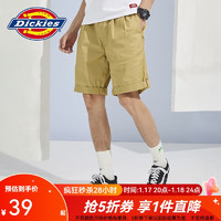 Dickies 短褲 男式舒適斜插口袋五分短褲下裝短褲DK010262 卡其色