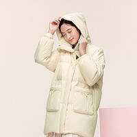 波司登 女中款羽絨服愛心老花時尚休閑鴨絨連帽外套