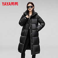 YAYA 鴨鴨（YAYA）奢金系列羽絨服女長款過膝2024冬季新款加厚保暖時尚情侶外套XJ 黑色