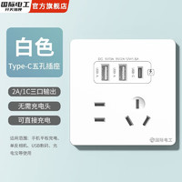 國(guó)際電工 fdd 國(guó)際電工 插座面板 五孔2.1A雙USB+type-c白色