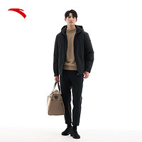 安踏 ANTA 商務(wù)羽絨服丨防潑水三層聚暖連帽保暖男士?jī)?nèi)絎不臃腫羽絨外套 基礎(chǔ)黑