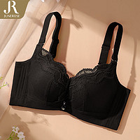 六月玫瑰 Junerose 內(nèi)衣女新品蕾絲厚杯內(nèi)衣文胸女胸罩小胸聚攏上托全罩杯 簡愛黑 75B
