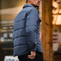 馬登 工裝 美式休閑雙面桃皮絨棉衣親膚保暖棉服加厚棉襖短外套男秋冬 藏藍色 S