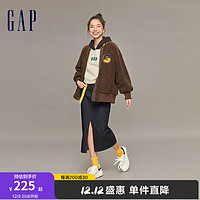 Gap 女裝冬季款LOGO寬松時(shí)尚抓絨衛(wèi)衣889795連帽衫 黑白拼接 170/88A(L)亞洲尺碼