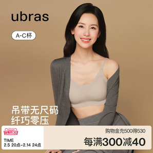 陳都靈同款ubras無尺碼吊帶小胸隱形聚攏無痕紅色文胸罩內(nèi)衣女