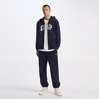Gap 男女裝2024秋季字母印花logo抓絨連帽衛(wèi)衣休閑外套658736
