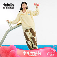 野獸派家居 tbh 大象出走舒棉絨家居服套裝秋冬可外穿男女情侶睡衣 奶酪黃 XS