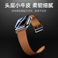 品勝 適用于蘋果手表 真皮表帶頭層小牛皮【棕色】38/40/41mm