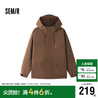 森馬 外套2024秋季戶外三防寬松連帽夾克插肩袖大口袋工裝109524108102 胡桃棕51002 L