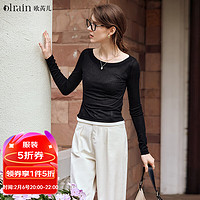 歐芮兒 OLRAIN 長袖T恤女秋季 黑色 S