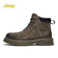 Jeep 英倫復(fù)古馬丁靴 中筒工裝靴 頭層豬皮