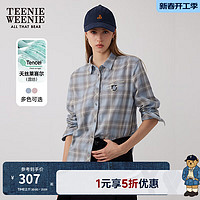 TEENIE WEENIE 女士格紋長袖襯衫  淺藍(lán)色 160/S
