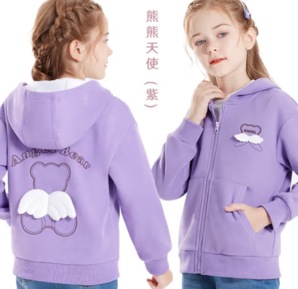 多妙屋 女童棒球服連帽開衫 春秋裝 紫色 1件（顏色可選）