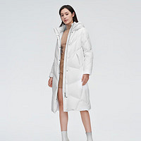 波司登 奧萊特價(jià)清倉(cāng)冬季鵝絨羽絨服女加厚長(zhǎng)款連帽保暖外套B20144174 浮雕千鳥(niǎo)白8419 180/100A