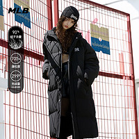 MLB 羽絨服男女情侶長(zhǎng)款連帽加厚外套24冬季新款3ADJB1846-50BKS-S