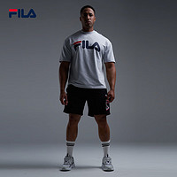 FILA 24夏男款沙灘褲亮色logo五分褲休閑短款歐版 黑色 M