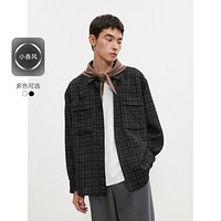 GXG 秋冬GXG小香風(fēng)面料休閑簡約寬松長袖襯衫外套男