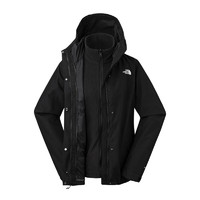 THE NORTH FACE 北面 沖鋒衣女戶外保暖抓絨內(nèi)膽三合一沖鋒外套89Y3 黑色/JK3